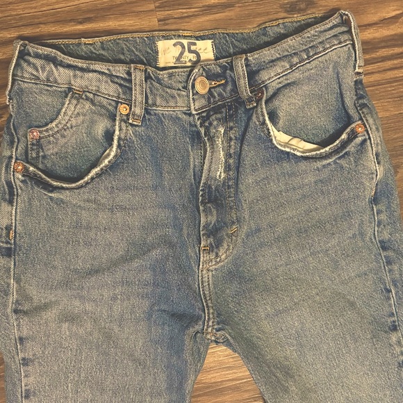 Free People - We the Free - High Rise Straight Jeans, Rigid Vintage Denim Sz 25 - Picture 4 of 12